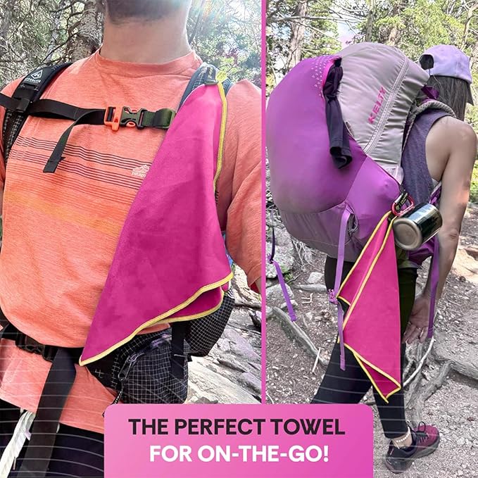 Backpacking Ultralight Quick Dry Microfiber Soft Fast Drying Hand and Face Towel Wash Cloth Camping Yoga Hiking Active Lifestyle Small (Magenta, Small)