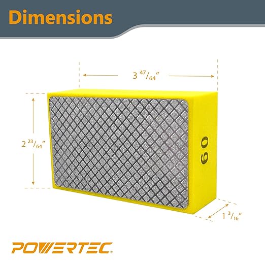 POWERTEC Diamond Hand Polishing Pads Assorted 60/100/ 200/400 Grits 4 Pack, Diamond Sanding Block for Polishing and Grinding Porcelain, Ceramic Tile, Glass, Granite, Stone, Wood & Metal (71907V)