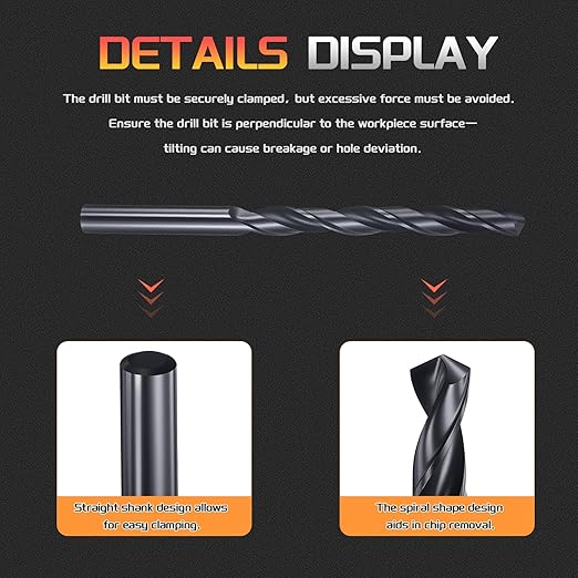 Drill Bit, 5/16" Cutting Diameter, 4241 HSS Nitriding Black 118° Cutting Angle Versatile Jobber Bits - (Applications: for Drilling Plastic Wood Soft Metal), 6-Pieces
