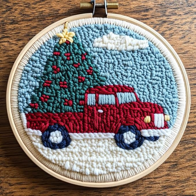 DIY Punch Needle Kits Christmas Truck Christmas Tree by Unknown