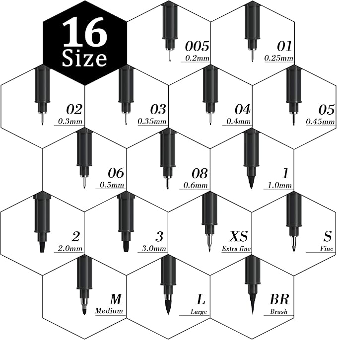 Tebik 16 Pack Calligraphy Pens, Hand Lettering Pens, Brush Markers Black Ink - Image 3