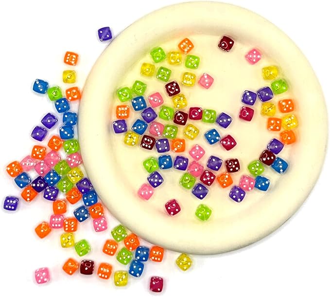 120PCS Transparent Colorful Dice Beads, Fun Dice Shaped Acrylic Beads - Image 6