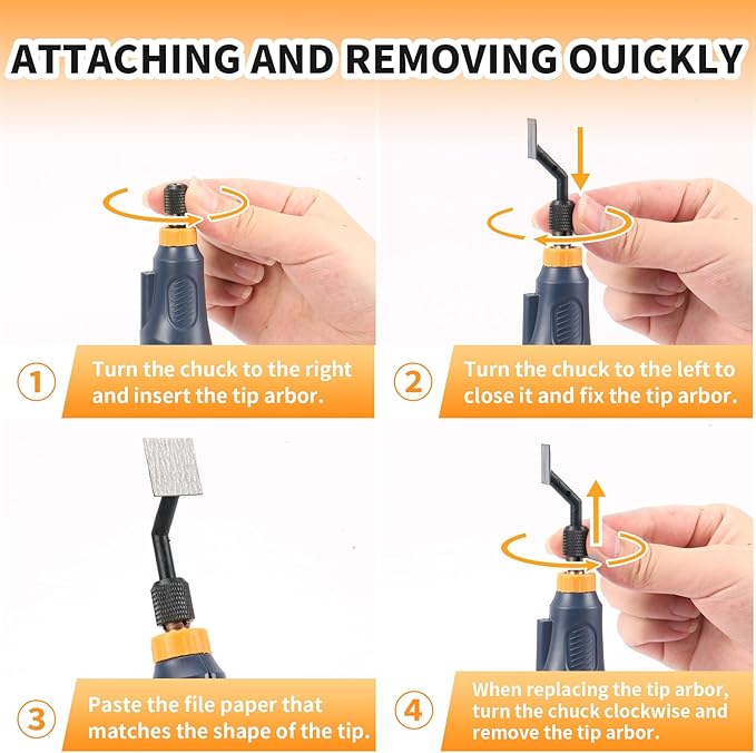 Reciprocating Sander, Variable Speed and USB Charging with LED Light, Pen Sander With 6pcs Sanding Head, Fit for Sanding, Polishing, Finishing, DIY Crafts