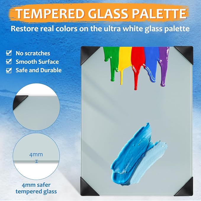 Glass Palette for Oil Painting, 12 x 9 Inches, Watercolor, Painting Supplies - Image 5