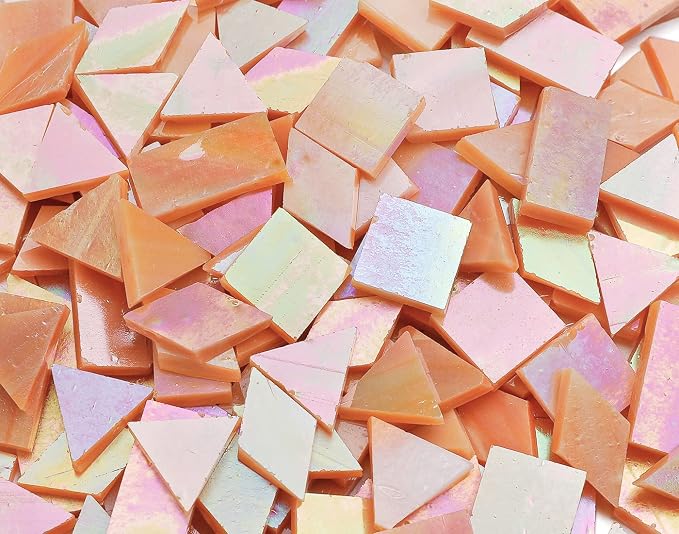Lanyani Iridescent Glass Mosaic Tiles Supplies 200 Pieces Iridized Stained - Image 3