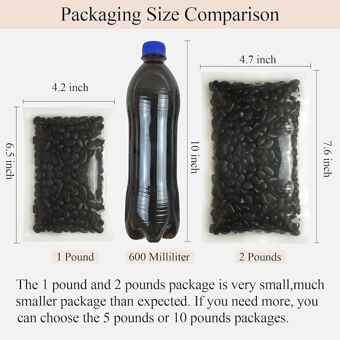 FANTIAN 2 lbs Black Pebbles for Indoor Plants, 3/8 inch Decorative Rocks - Image 4