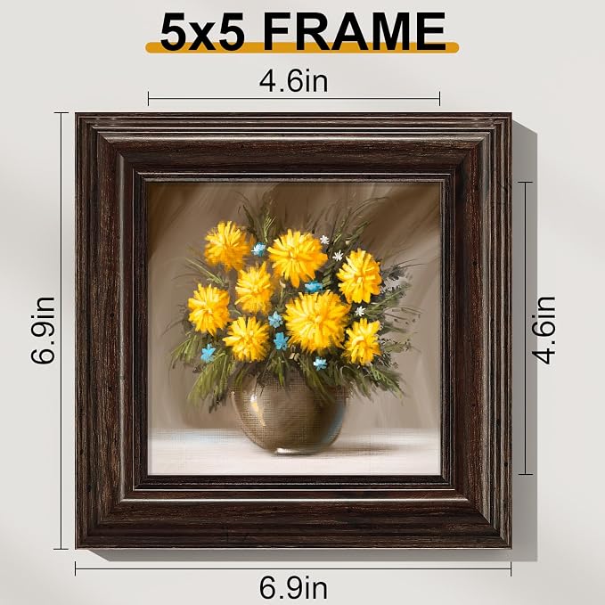 Vittanly 5x5 Picture Frames Set of 2, Ornate Vintage Photo Frame - Image 2