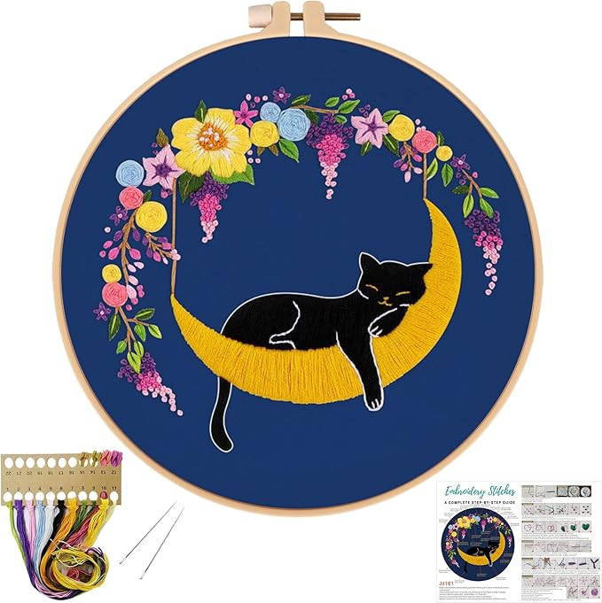 Louise Maelys Cat Moon Embroidery Kit by LouiseMaelys