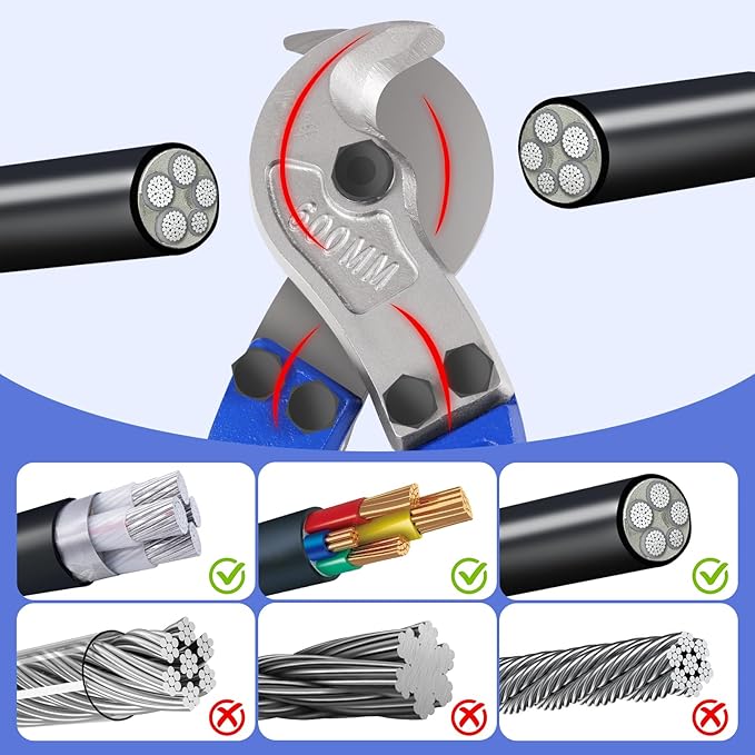ZrgGea 14 Inch Heavy-Duty Cable Cutter | Industrial-Grade, Forged T8 Alloy Steel, HRC56, Sharp Cutting. For Cables & Wire Ropes
