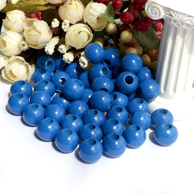 240Pcs 16mm Navy Blue Wood Beads - Image 5