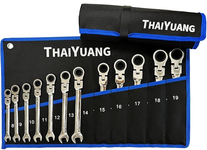 12-Pockets Metric 8-19mm Wrench Roll Up Pouch Standard Pockets Wrench Tool Bag Organizer (not including wrench)