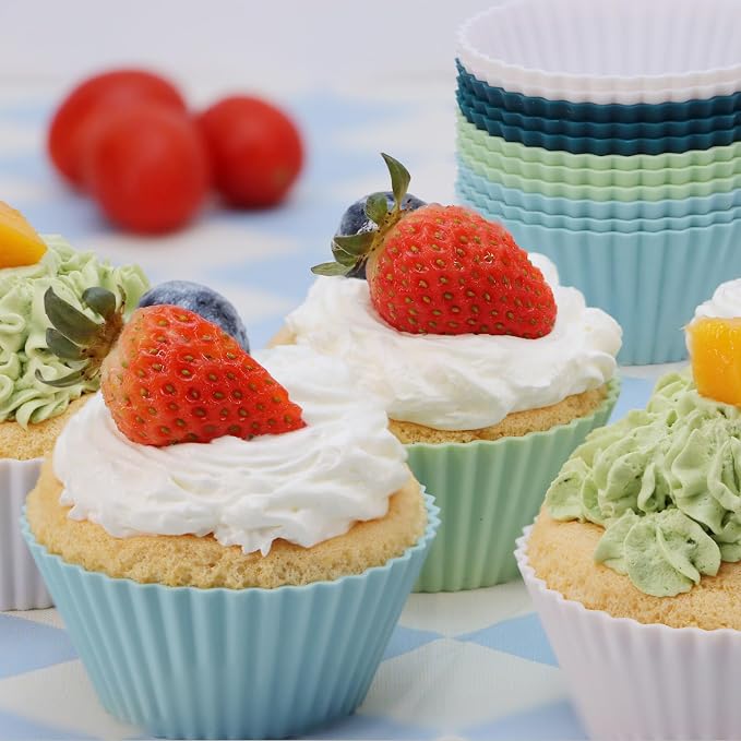 Silicone Baking Muffin Cups 12 Pack, Reusable Cupcake Liners Cake Molds - Image 3