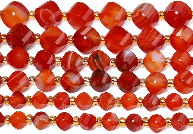 42pcs Natural Red Striped Agate Stone Beads - Image 7