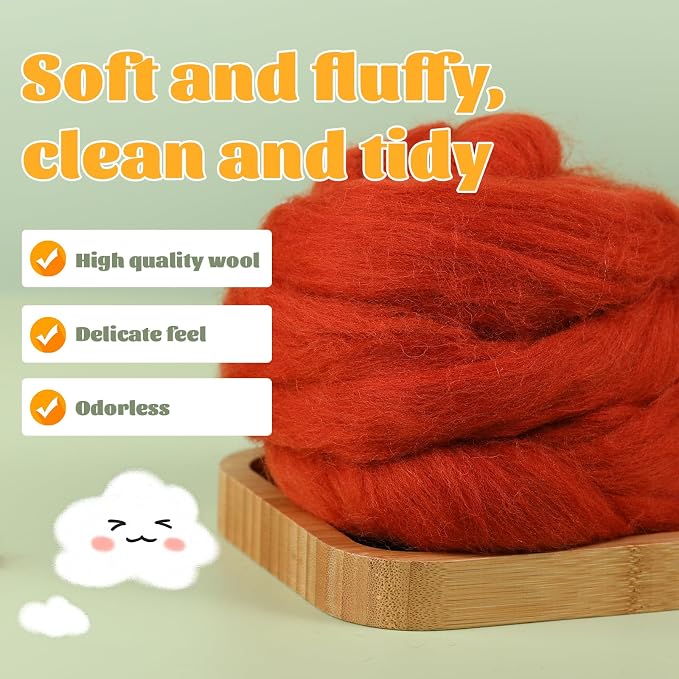 3.53oz Wool Roving, Fiber Roving Wool Top, Pure Wool, Chunky Yarn, Spinning - Image 3