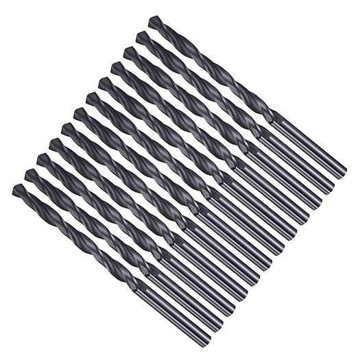 Drill Bit, 5.8mm Cutting Diameter, 4241 HSS Nitriding Black 118° Cutting Angle Versatile Jobber Bits - (Applications: for Drilling Plastic Wood Soft Metal), 12-Pieces