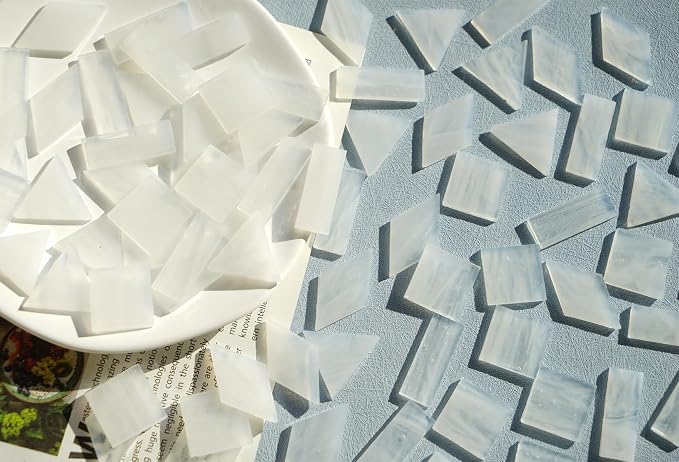 Large Textrued Transparent Glass Mosaic Tiles, 200g Pre-Cut Mosaic Glass Tiles - Image 5