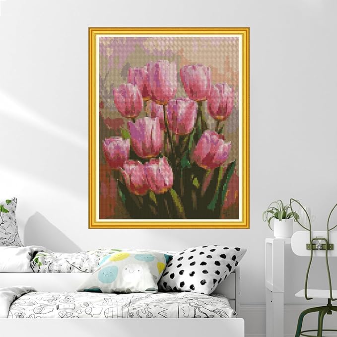 MYBISYMQQ Pink Tulips Cross Stitch Kits - Image 5