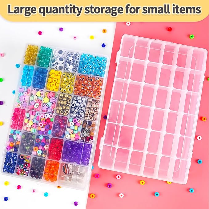 IOOLEEM 36 Grids Plastic Bead Organizer Box, Adjustable Dividers, Sewing storage - Image 5