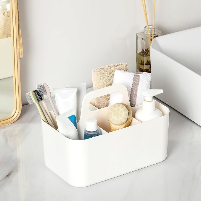 Multiuse Caddy Organizer with Handle, Portable Divided Plastic Tote Bin - Image 3