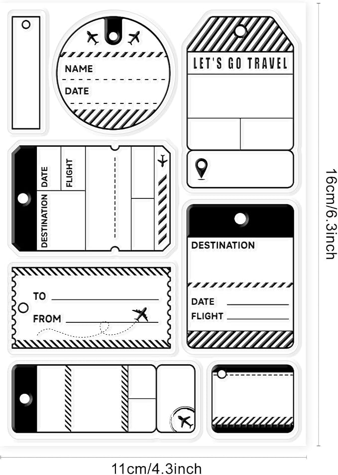 GLOBLELAND Travel Label Ticket Background Clear Stamps - Image 6