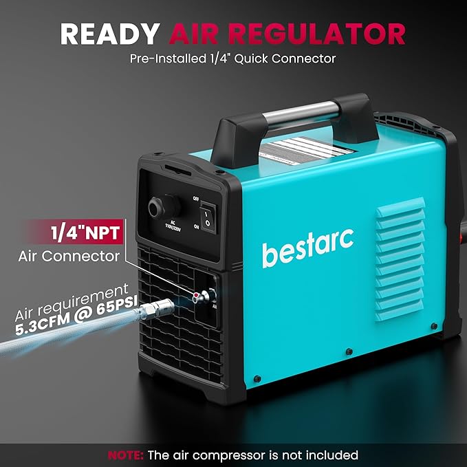 Plasma Cutter, [Pilot Arc][Large LED Display][Air Sensor] 50A bestarc Plasma Cutter Machine 110/220V Dual Voltage, 1/2 Inch Clean Cut 4/5 Inch Max Cut, Post Flow Mesh, 2T/4T for Beginners DIY
