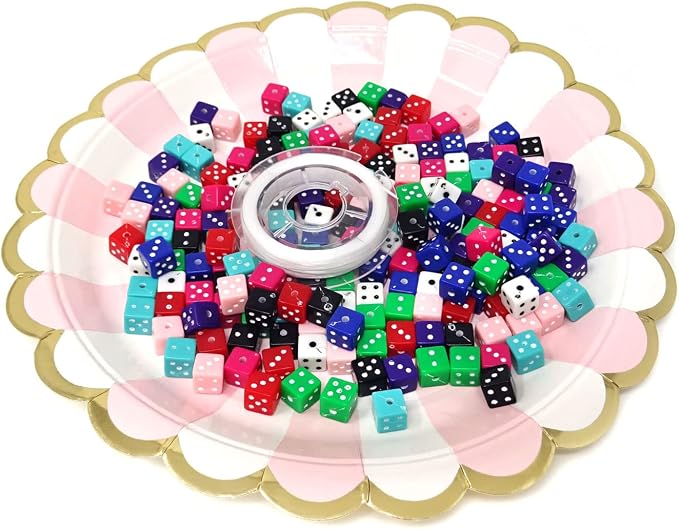 Honbay 200PCS Acrylic Dice Beads Multicolor Cube Loose Beads White Dots DIY - Image 4