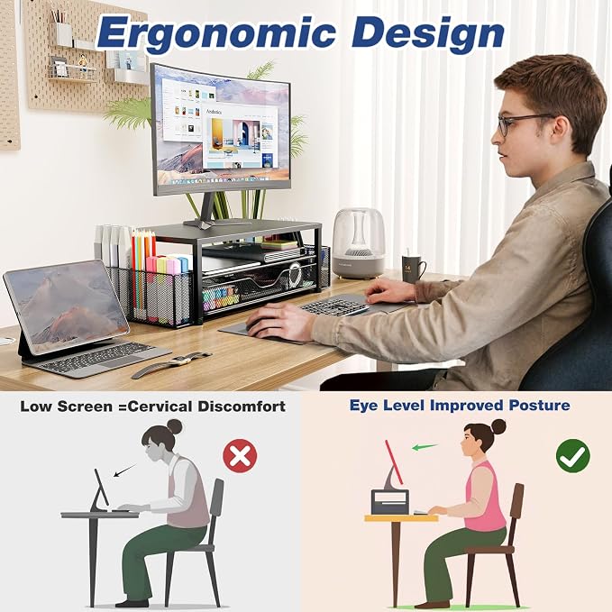 OPNICE Desk Organizers and Accessories, Computer Monitor Stand Riser - Image 6