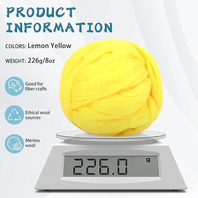Core Wool for Needle Felting, 8 OZ Merino Wool Roving, Soft Felting Wool for - Image 2