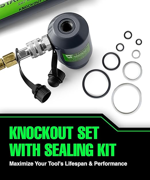 1/2" - 4" Hydraulic Knockout Punch Set | 15 US Tons | Knock Out Set with 10 Dies | Punching Capacity 11-16 Gauge | 1 Year WARRENTY | Staten Tools
