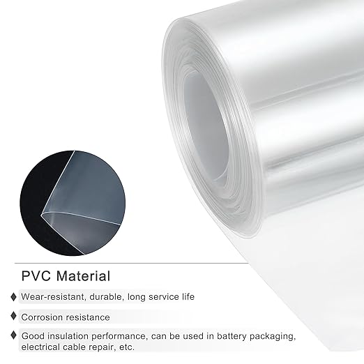 MECCANIXITY Battery Wrap PVC Heat Shrink Tubing 48mm Dia 75mm Flat 33 Feet(10meters) Clear Good Insulation for Battery Pack