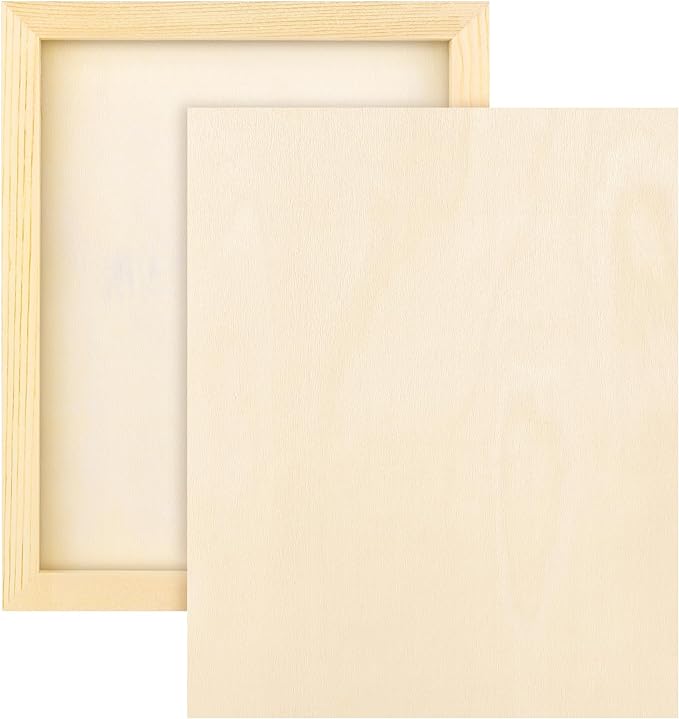 Aodaer 2 Pack Wood Panels 8 x 10 Inch Wooden Panels Canvas Unfinished Craft by Aodaer