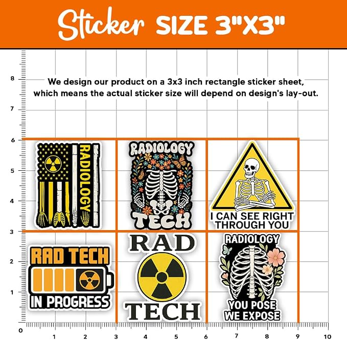 MAIANEY Funny Radiology Stickers Pack 10 Waterproof Vinyl Decals - Image 4