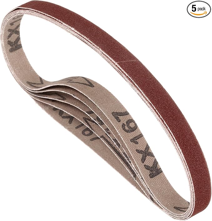 5 Pcs Sanding Belts 3/8 x 21 Inch 180 Grit Aluminum Oxide Abrasive Sandpaper for Belt Sander Metal Grinding Wood Working Weld Rust Removal