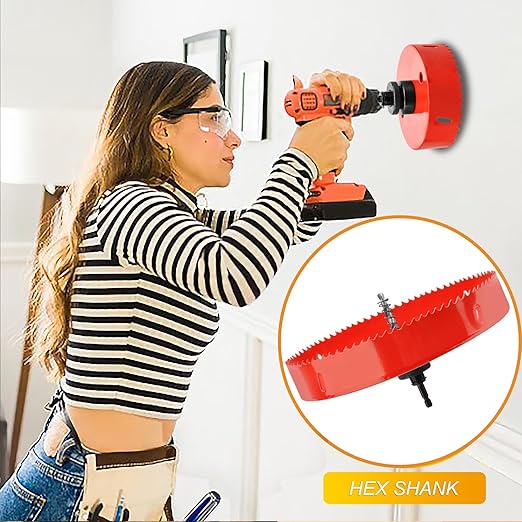 Hole Saw Heavy Duty bit Hex Shank,Hole Saw HSS with Arbor Bi-Metal & Heavy Duty Hole Saw Cutter for Wood Corn Hole Boards Plastic Drywall (φ200)