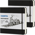 Vanrtto Hardcover Sketch Book, Square Mixed Media Sketchbook 8x8 in 2 Pack | by YOURHAPPYTIMECOMPANION
