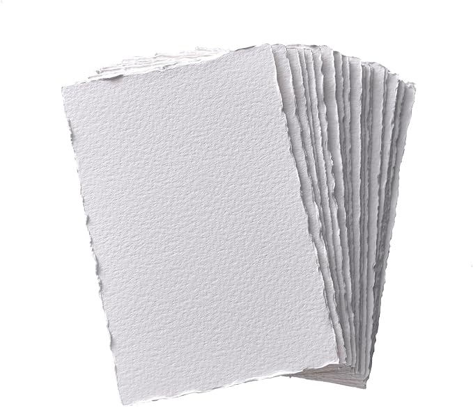 Deckle Edge Watercolor Paper, 100% Cotton, 140 LB, 300 GSM, 30 Sheets Mixed by tumuarta
