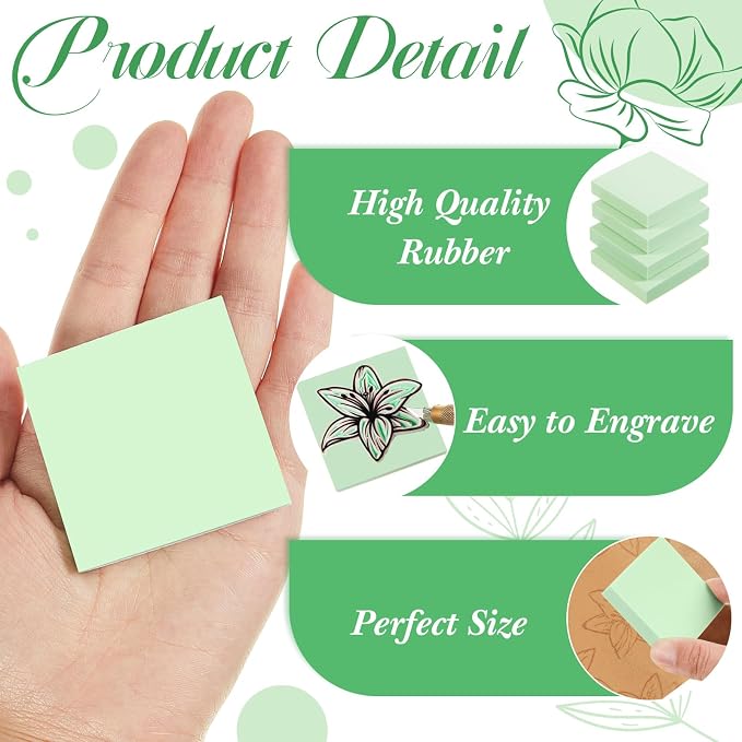 Frienda 24 Pcs 2" x 2" Rubber Carving Blocks Linoleum Blocks - Image 3