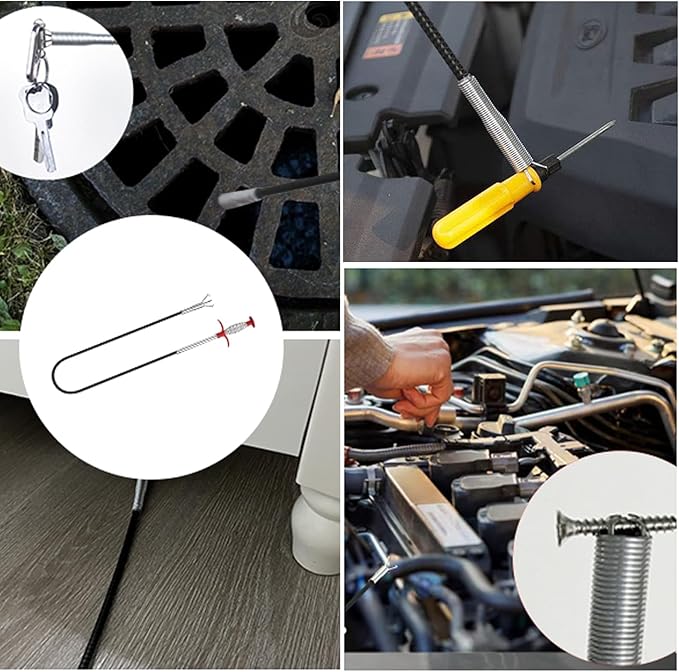 Flexible grabberDrain Snake Tool - The Ultimate 33inch Flexible Grabber for Hair, Unclog Any Drain in Minutes! Gunk & Debris in Sinks, Showers & Tubs. No More Chemicals, Just Quick Results!