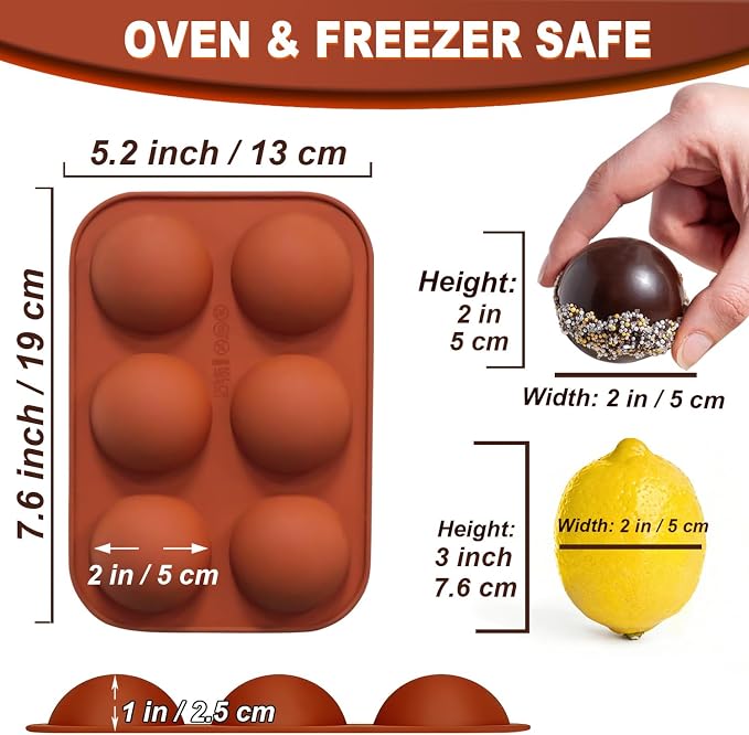 Lerykin 6 Holes Medium Semi Sphere Silicone Molds, 2 Packs Half Sphere Silicone - Image 6