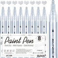 AKARUED Silver Acrylic Paint Markers, 8 Pack Acrylic Silver Paint Pen Sets by AKARUED