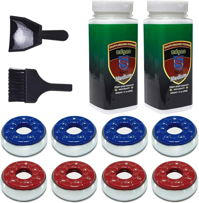 Shuffleboard Pucks w/ 2 Cans Shuffleboard Wax, Mini Dustpan and Brush - Image 4