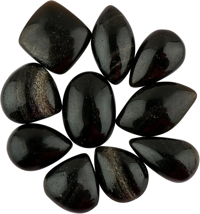 10pcs, Natural Gemstone Cabochon, Wholesale Assorted Flatback Crystals by CRYSTALINES