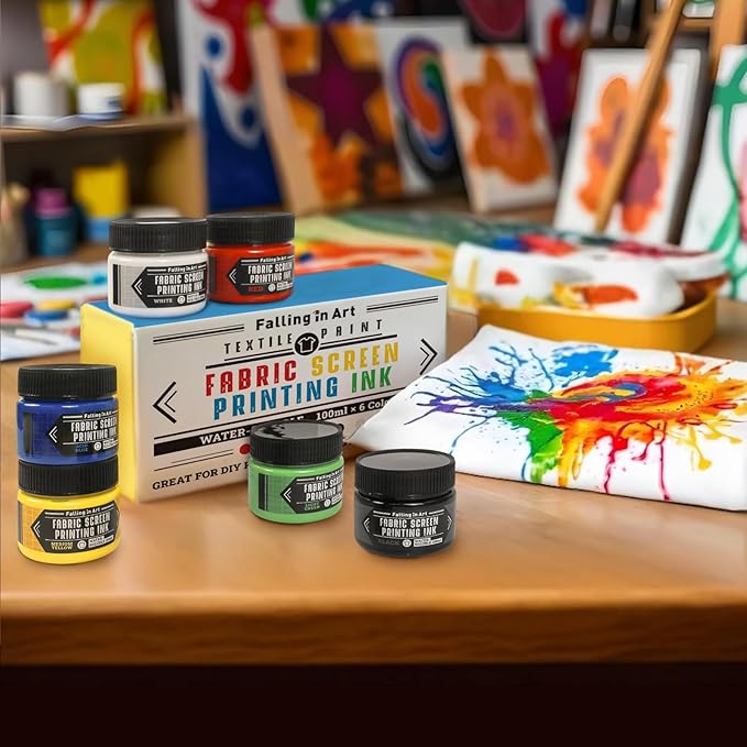 Falling in Art Fabric Screen Printing Ink Set, 4-Ounce Permanent Fabric Paints - Image 7