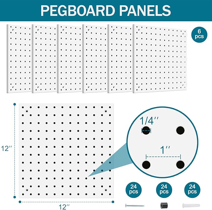 Peg Board Kit, Includes Pegboard and Accessories, - Image 2
