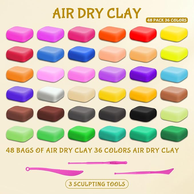 48 Air Dry Clay-36 Colors Modeling Clay - Image 2
