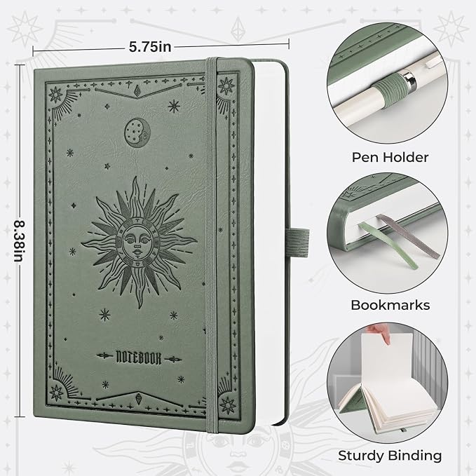 EMSHOI Blank Journal Notebook, 320 Pages, A5 Size | Leather Hardcover, 100 GSM - Image 2