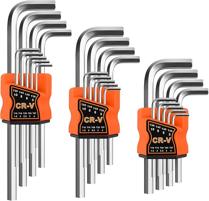 27pcs Allen Wrench Set - Long Arm SAE & Metric Torx Star Ball End Hex Key Set