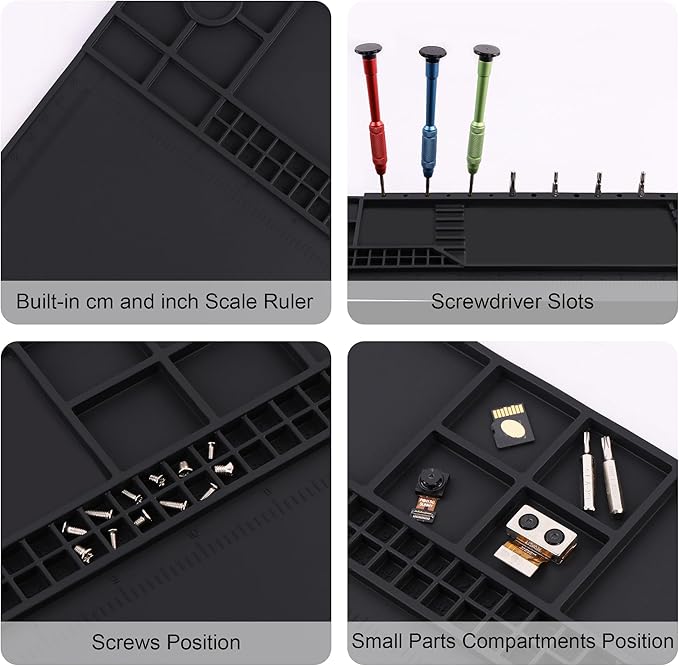 Premium Heat Resistant 932°F 22"x 14.2" Magnetic Silicone Soldering Mat Electronics Work Mat for Computer Cell Phone Laptop Repair,BGA Soldering Gun Iron Workbench Protection