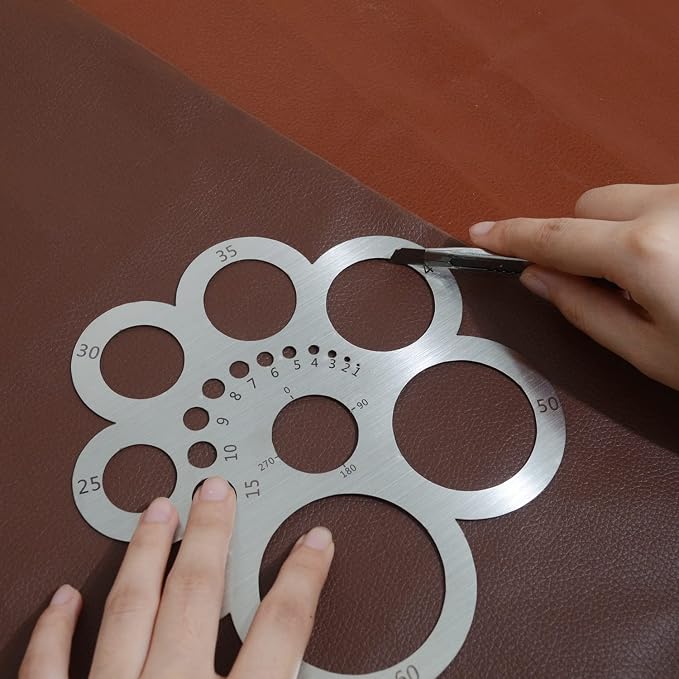 Round Leather Cutting Tool Corner Cutter Circle Drawing Template | Stainless - Image 2
