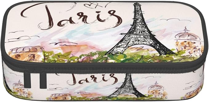 Paris Romantic Eiffel Tower Pencil Case Organizer Big Capacity Pencil Pouch - Image 8